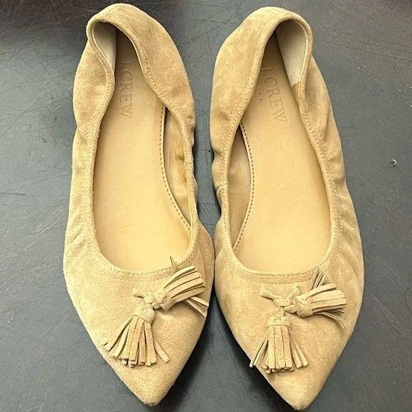 J. Crew Lottie Tan Suede Tassel Flats 6.5 - Picture 4 of 6